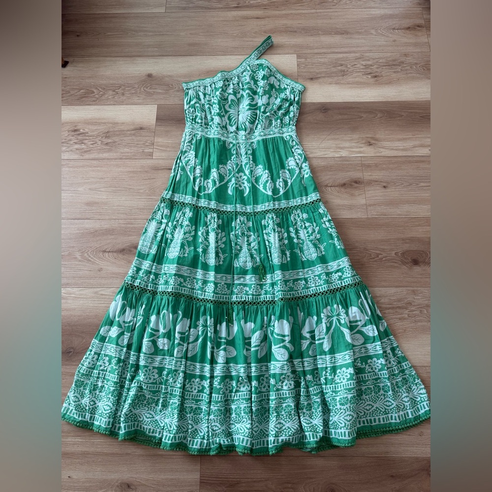 Green One-Shoulder Floral Maxi Dress